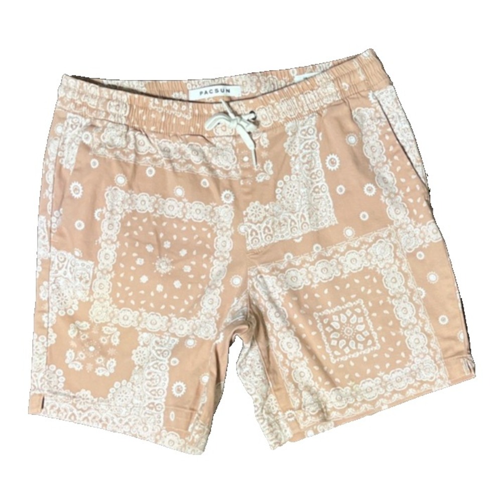 PacSun 6" Volley Shorts Men's Size S Paisley Drawstring Cotton Stretch